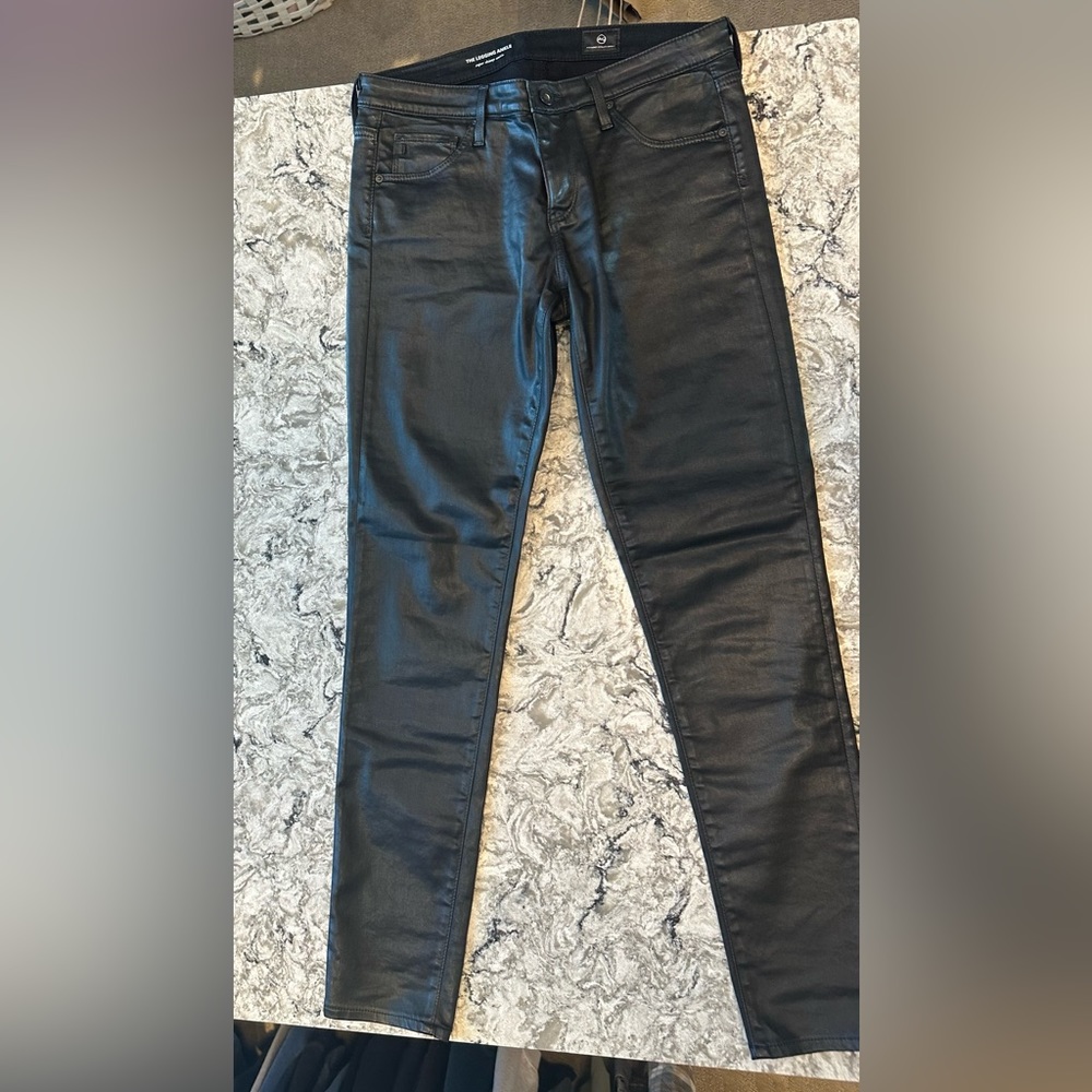 AG Adriano Goldschmied Women's Black Coated Skinny Jeans
